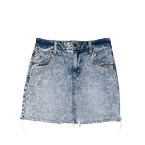 Wild Fable Acid Wash Blue Denim Mini Short Skirt Plus Size 0 Raw Rough Hem Jean